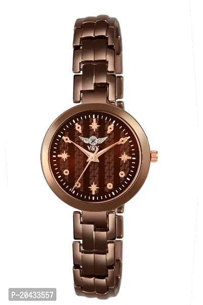 VY VY 4 STAR UNIQUE STYLISH BROWN DIAL WITH FANCY STAINLEES STEEL THIN STRAP Analog Watch - For Girls