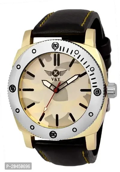 VY Exquisite Cream Dial with Strap Analog Watch - For Men