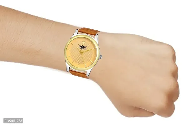 Golden Unique Analog Watch With Stylish and Simlpe Strap Analog Watch - For Men VY-24 GOLDEN-thumb4