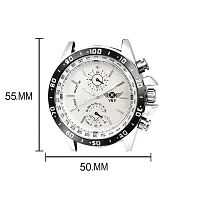 Exquisite White Chrono Dial With leather strap Analog Watch - For Men VY-PARA WHITE-thumb4