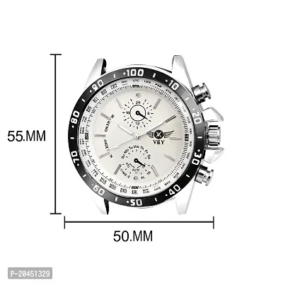 Exquisite White Chrono Dial With leather strap Analog Watch - For Men VY-PARA WHITE-thumb5