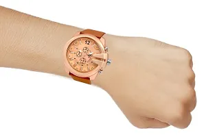 VY Unique Copper  Attaractive Dial with Brown Leather Strap Analog Watch - For Men-thumb3