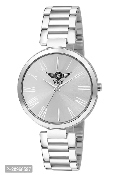 Stylish Girls Watch With White Dial  Stainless Steel Strap Analog Watch Analog Watch - For Girls VY-1100-thumb0