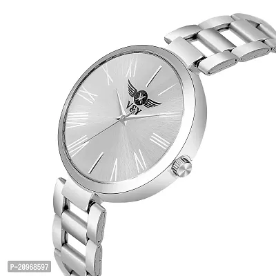 Stylish Girls Watch With White Dial  Stainless Steel Strap Analog Watch Analog Watch - For Girls VY-1100-thumb3