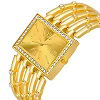 Luxury Design Gold Square Dial With Fancy Strap Partywear Analog Watch For Girls  Women-thumb4