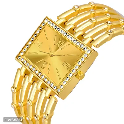 Luxury Design Gold Square Dial With Fancy Strap Partywear Analog Watch For Girls  Women-thumb5