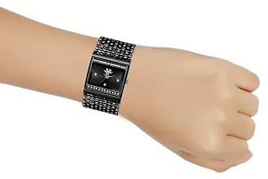 Luxury Design Studded Black Square Dial with Fancy Black Jewel Strap Analog Watch For Girls  Women-thumb3