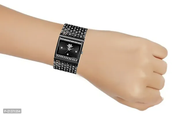 Luxury Design Studded Black Square Dial with Fancy Black Jewel Strap Analog Watch For Girls  Women-thumb4