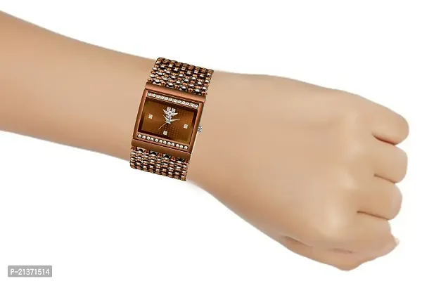 Luxury Design Brown Square Dial with Stylish Jewel Strap Party Wedding Analog Watch - For Girls  Women-thumb2