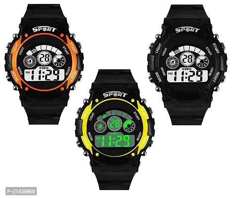 Modern Digital Watches for Kids Unisex, Pack of 3-thumb0