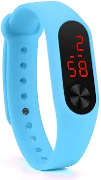Trending Sky Blue  Black M2 Band LED Digital Watches Combo For Kids-thumb1