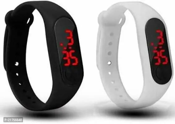 Unique Design Black  White M2 Band Combo LED Digital Sports Watch for Kids-thumb0