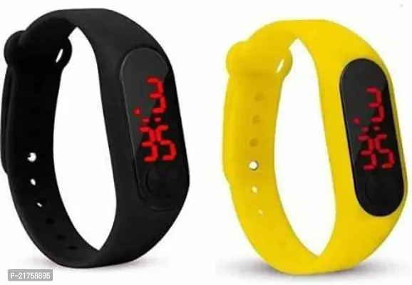 Trending Black  Yellow M2 Band combo LED Digital Sports Watch For Kids
