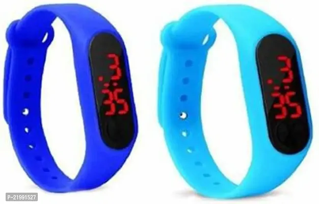 Stylish Blue  Sky Blue M2 LED Digital Watches Combo For Kids-thumb0