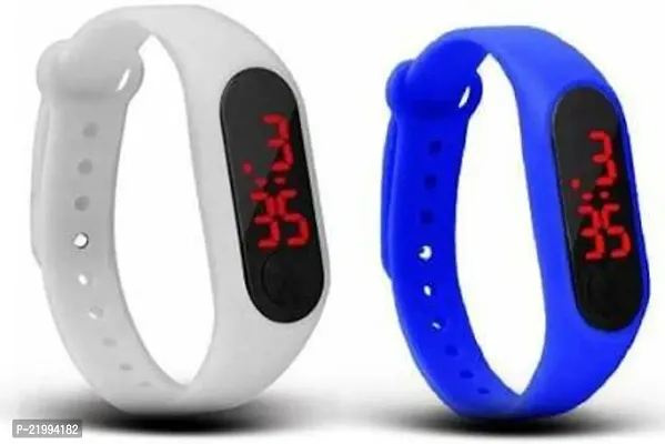 Latest Design White  Blue M2 Band LED Digital Watches Combo For Kids-thumb0