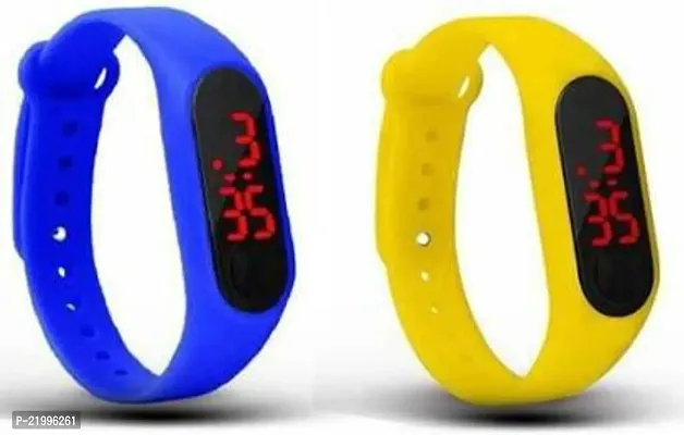 New Design Blue  Yellow M2 Band LED Digital Watches Combo For Kids
