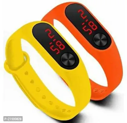 New Yellow  Orange M2 Band LED Digital Watches Combo For Kids-thumb0