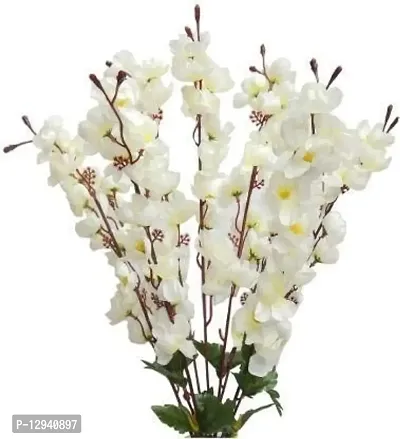 Aahiyan Artificial Blossoms Flower Bunch (7stick White,1piece )-thumb0