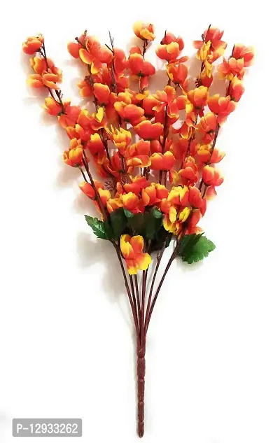 Aahiyan Artificial Blossoms Flower Bunch (7stick Orange 1piece )-thumb0