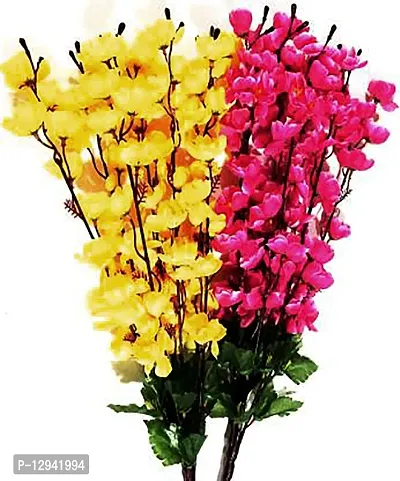 Blue Penguin Lovely and Brite Yellow, Pink Blossom for The Home, Garden, Artificial Orchid Flower Sticks-stem Bunch for vase,vases,Pot.(22 inch,Pack of 2)#Blossom