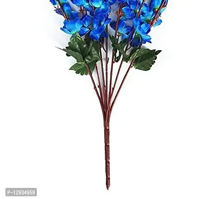 Blue Penguin Unique Beautiful Blue Blossom Artificial Flowers for The Home, Garden, Artificial Orchid Flower Sticks-stem Bunch for vase/vases/Pot.(22 inch,Pack of 1)#Blossom-thumb2