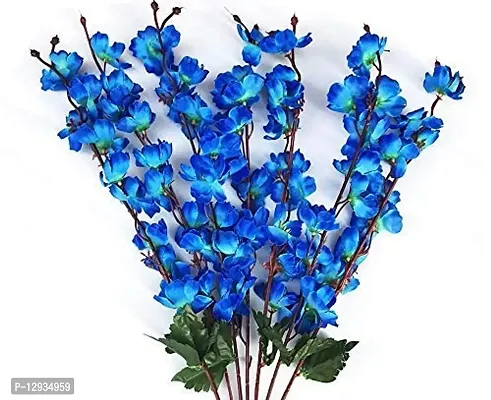 Blue Penguin Unique Beautiful Blue Blossom Artificial Flowers for The Home, Garden, Artificial Orchid Flower Sticks-stem Bunch for vase/vases/Pot.(22 inch,Pack of 1)#Blossom-thumb3
