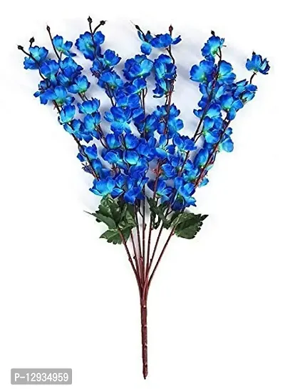 Blue Penguin Unique Beautiful Blue Blossom Artificial Flowers for The Home, Garden, Artificial Orchid Flower Sticks-stem Bunch for vase/vases/Pot.(22 inch,Pack of 1)#Blossom-thumb0