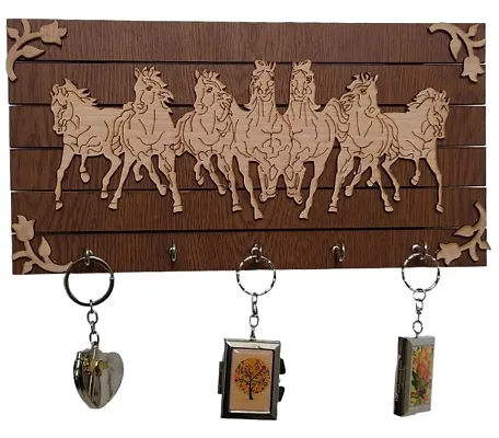 Wooden Key Holder For Wall slylish With 7 Hooks For Keys | Keys-Please Design Key Stand For Home Decor Wall Decor Wall Room Decor Keys Stand