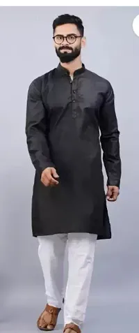 Reliable Blend Solid Kurta with Pajama Set For Men