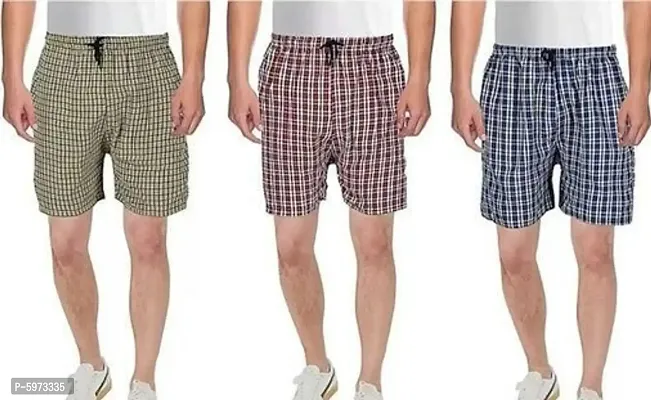 Multicoloured Cotton Blend Regular Shorts For Men Pack of 3