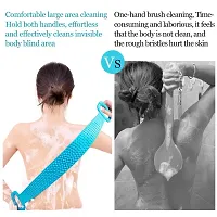 thriftkart Double Sided Silicone Body Back Scrubber Bathing Brush For Deep Skin Cleaning Massage Dead Skin Removal Exfoliating Belt For Shower (Multi Color, Pack of 2)-thumb2