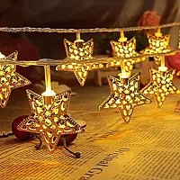 thriftkart 16 LED Metal Star Shaped Serial String Light for Home Office Decor Diwali Christmas Festival Decoration (Warm White, 3 Meters)-thumb3