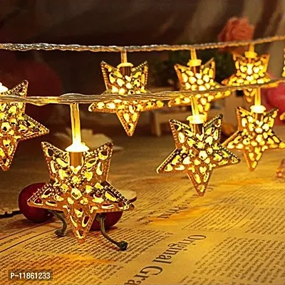 thriftkart 16 LED Metal Star Shaped Serial String Light for Home Office Decor Diwali Christmas Festival Decoration (Warm White, 3 Meters)-thumb4