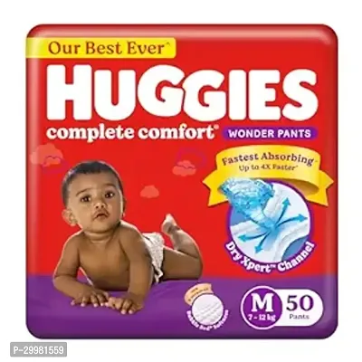 Huggies Complete Comfort Wonder Pants | Pant Style Baby Diapers M Size, 50 Count |Patented Dry Xpert Channel, Ideal for 7 to 12 Kgs-thumb0