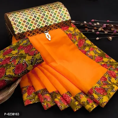 Chanderi Cotton Printed Saree with Blouse piece-thumb0