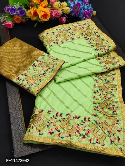 Classic Silk Cotton Embroidered Saree with Blouse piece