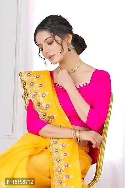 Net Embroidered Cut Piping Border Sarees with Dupion Silk Blouse Piece-thumb0