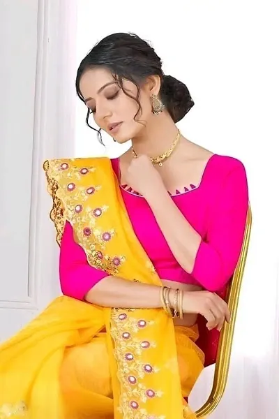 Trending Net Sarees with Blouse piece