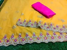Net Embroidered Cut Piping Border Sarees with Dupion Silk Blouse Piece-thumb4
