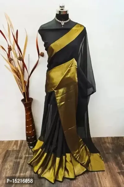 Fancy Chiffon Saree with Blouse Piece for Women-thumb0