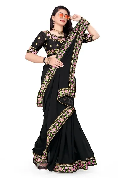 Fancy Georgette Saree With Jacquard Stitched Blouse