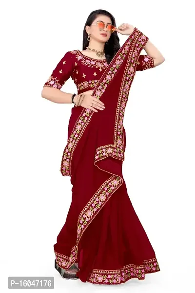 Fancy Georgette Saree With Jacquard Stitched Blouse-thumb0