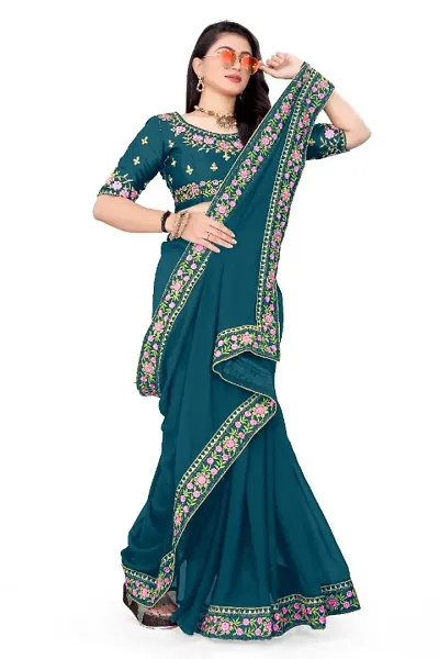 Anamika Fancy Georgette Sarees with Jacquard Stitched Blouse