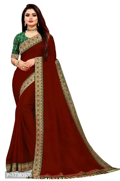 Vichitra Silk Jacquard Lace Border Sarees with Blouse Piece