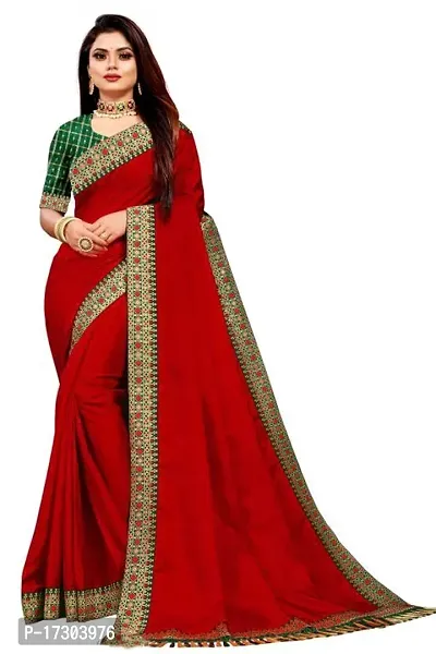 Vichitra Silk Jacquard Lace Border Sarees with Blouse Piece