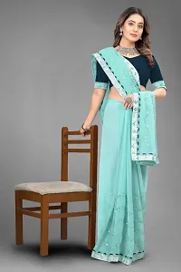 Womens Georgette Saree with Mirror Work-thumb2