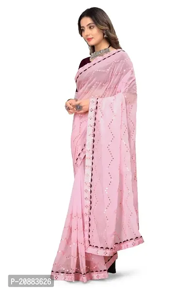 Womens Georgette Saree with Mirror Work-thumb4