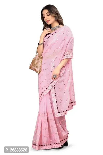 Womens Georgette Saree with Mirror Work-thumb5