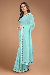 Womens Georgette Saree with Mirror Work-thumb3