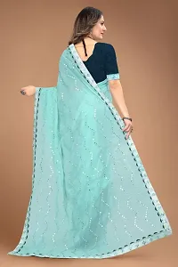 Womens Georgette Saree with Mirror Work-thumb1